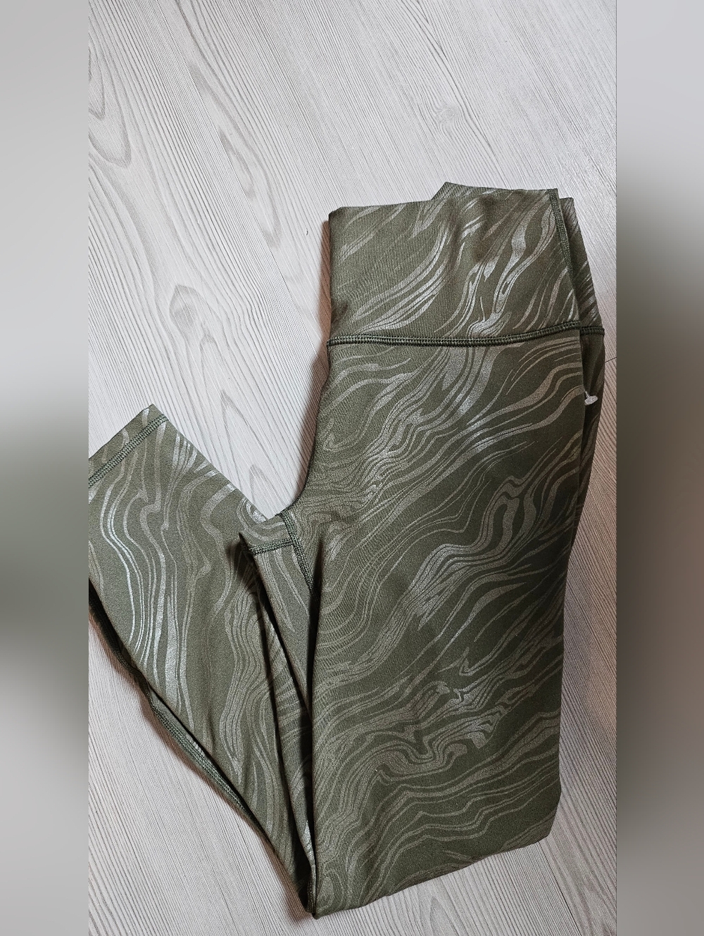 Fabletics Olive Green Wave-Print High-Rise Leggings